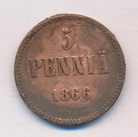 1866 5 пенни аверс