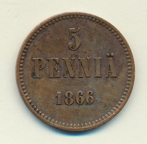 1866 5 пенни аверс