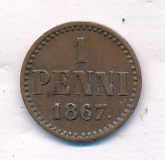 1867 1 пенни реверс