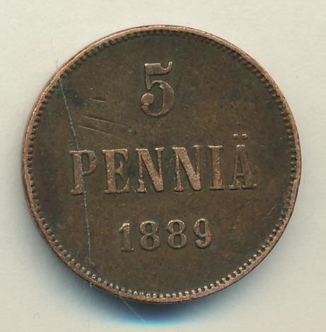 1889 5 пенни аверс