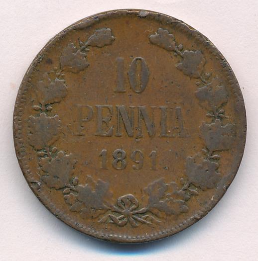 1891 10 пенни аверс