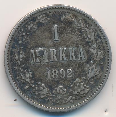 1892 1 марка. Заделано отверстие аверс