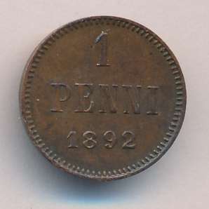 1892 1 пенни аверс