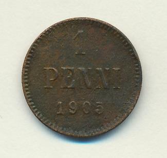 1905 1 пенни аверс