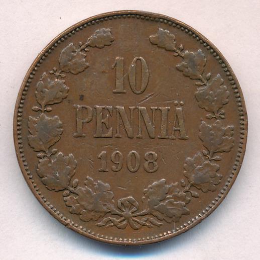 1908 10 пенни аверс
