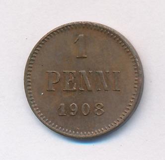 1908 1 пенни аверс