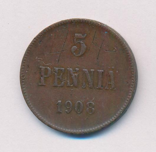 1908 5 пенни аверс